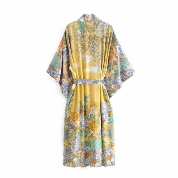Floral boho gypsy Print Long Kimono - Picture 3 of 3